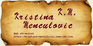 Kristina Menčulović vizit kartica
